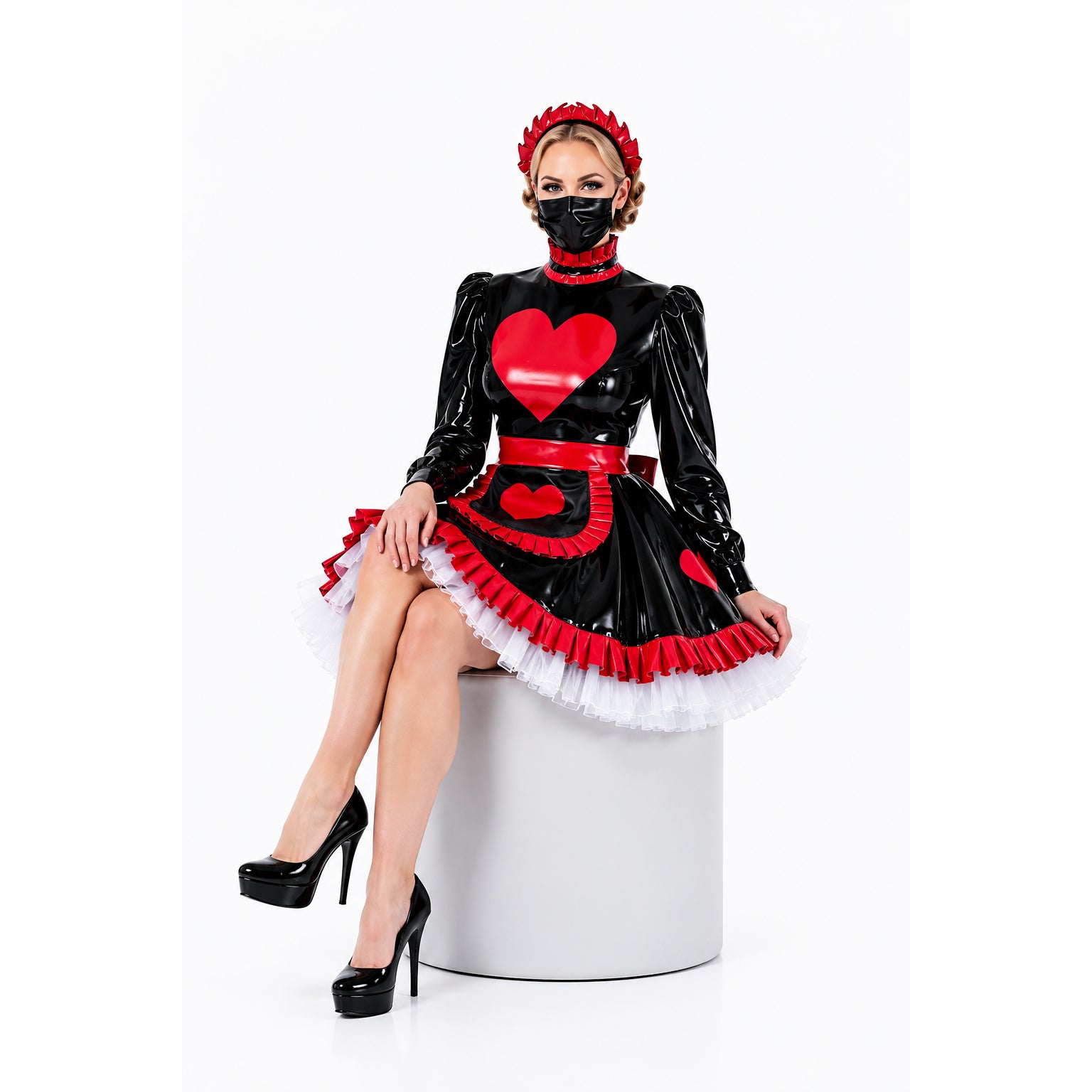schwarzes schweres PVC-Kleid G796