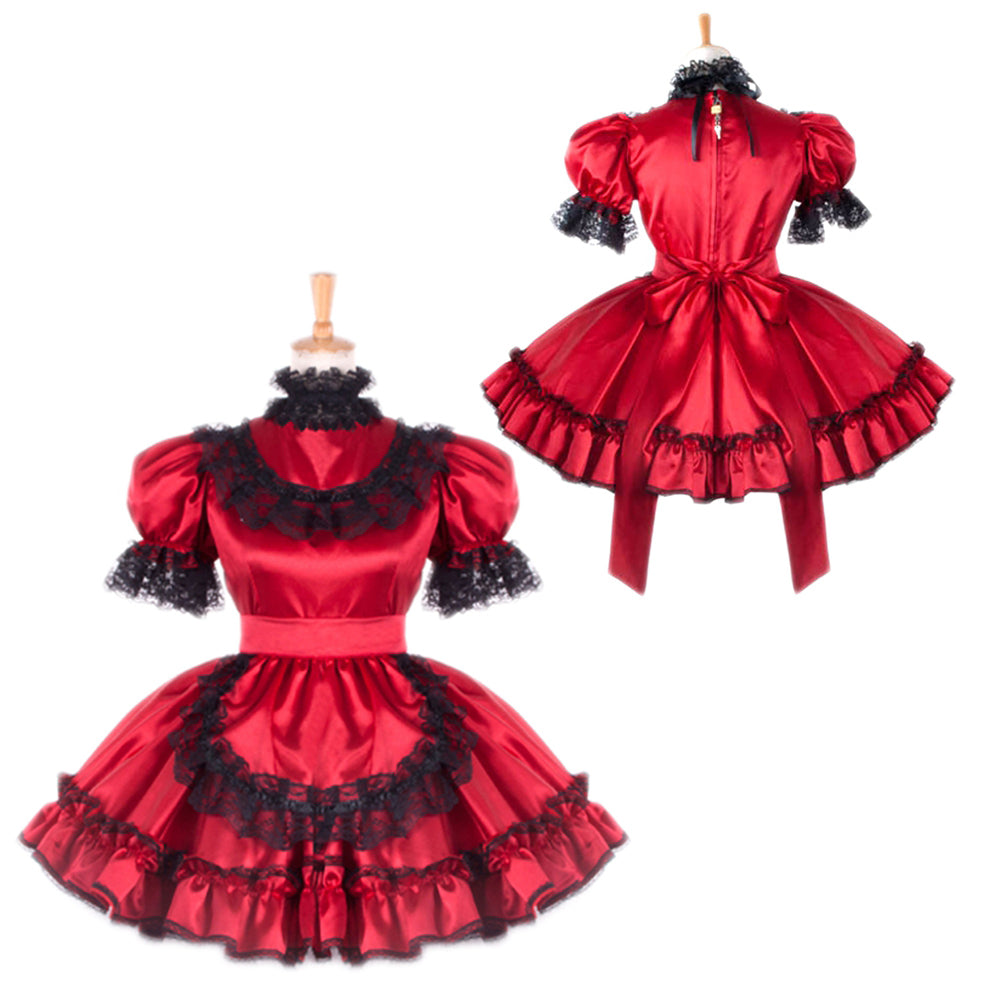 rotes Satinkleid G797