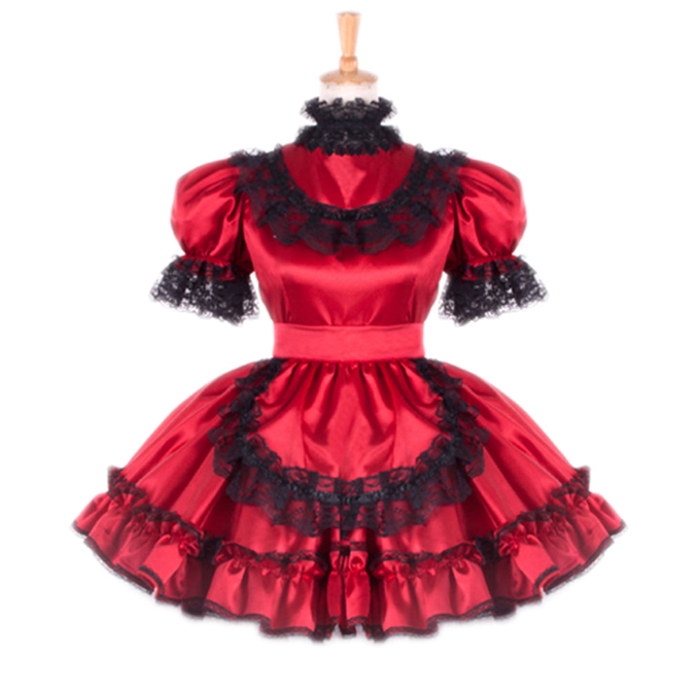 rotes Satinkleid G797