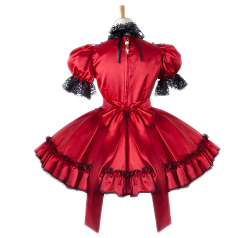 rotes Satinkleid G797