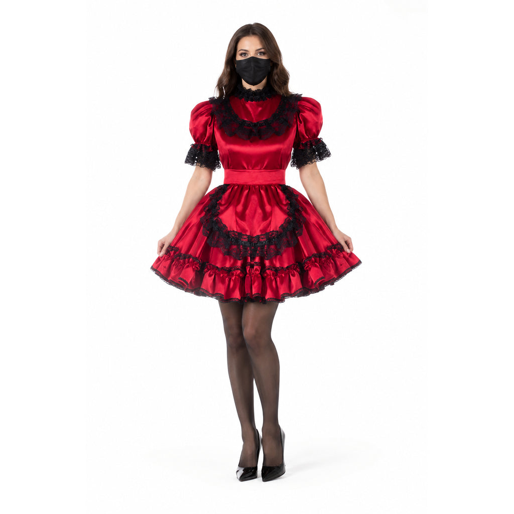 rotes Satinkleid G797