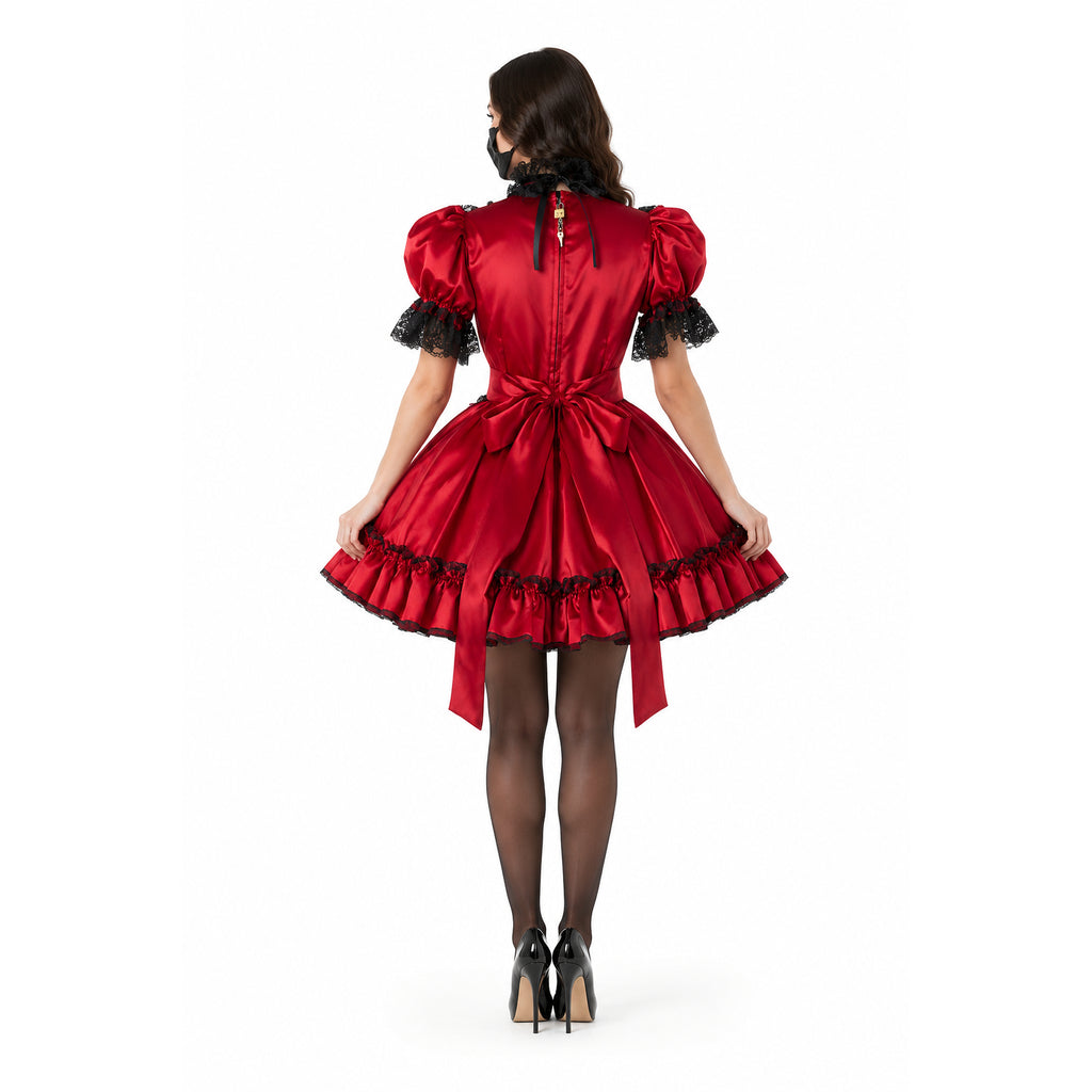 rotes Satinkleid G797