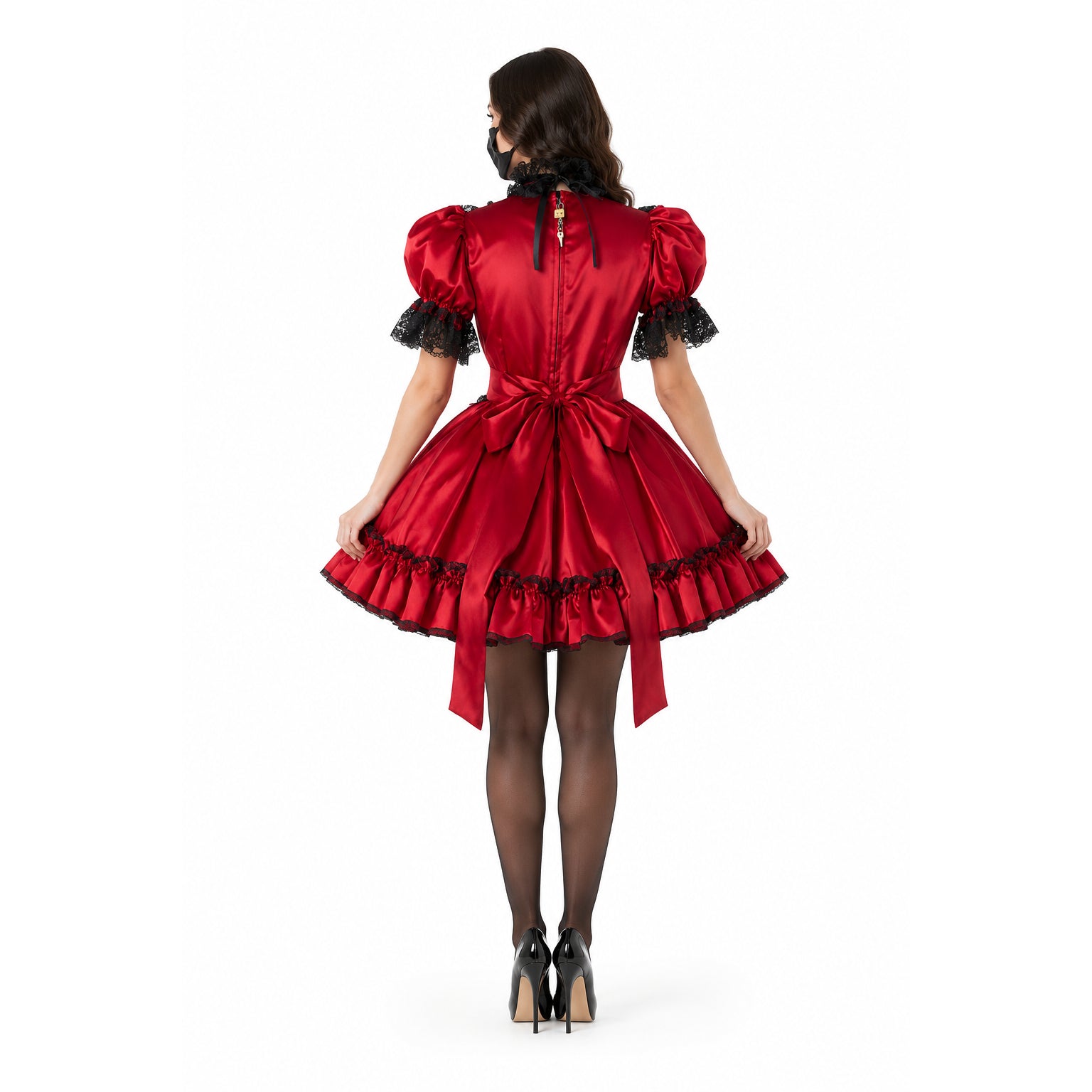 rotes Satinkleid G797