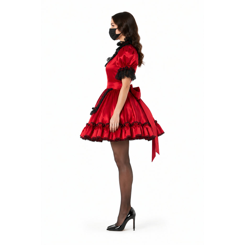 rotes Satinkleid G797