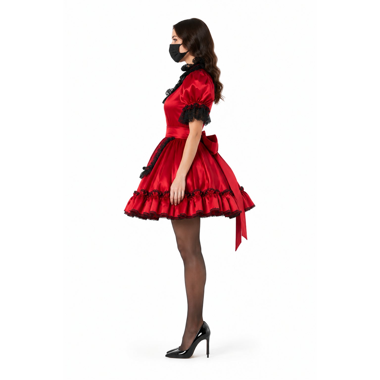 rotes Satinkleid G797