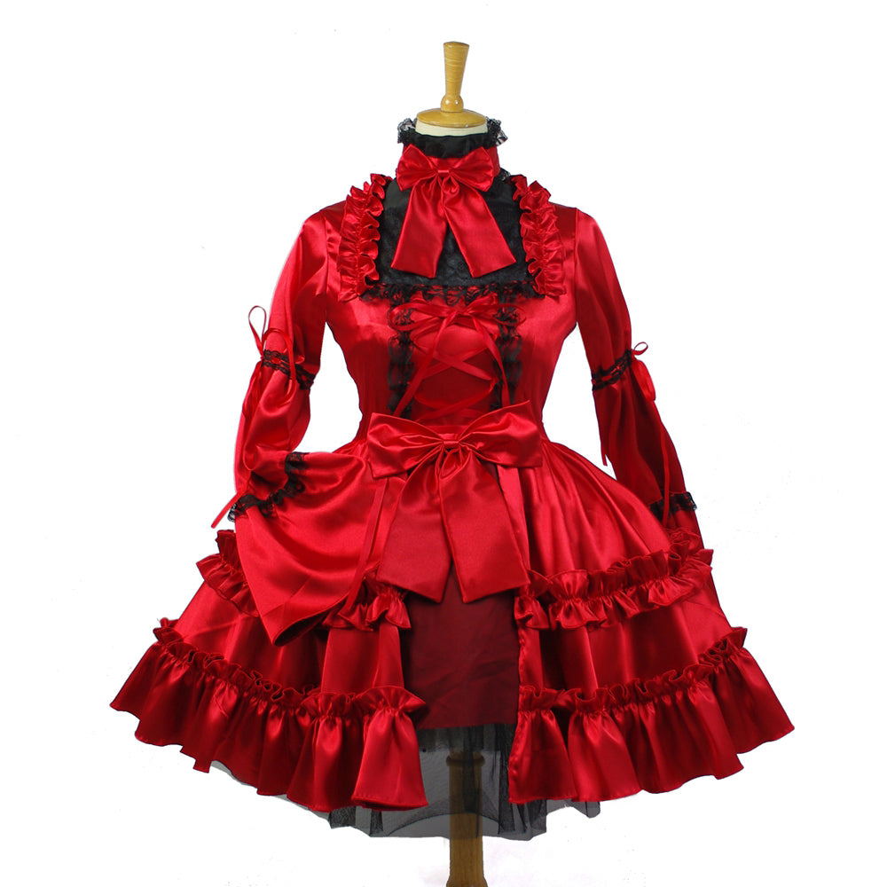 rotes Satinkleid G827