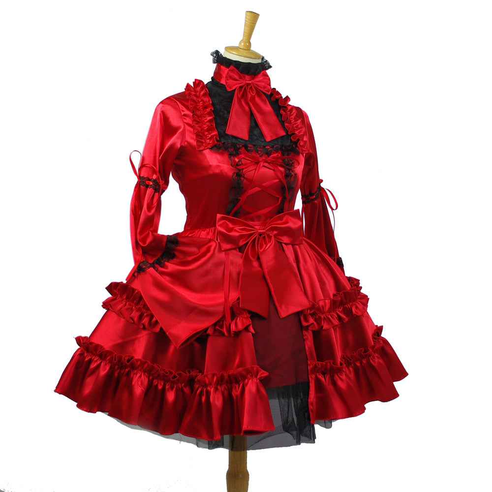 rotes Satinkleid G827