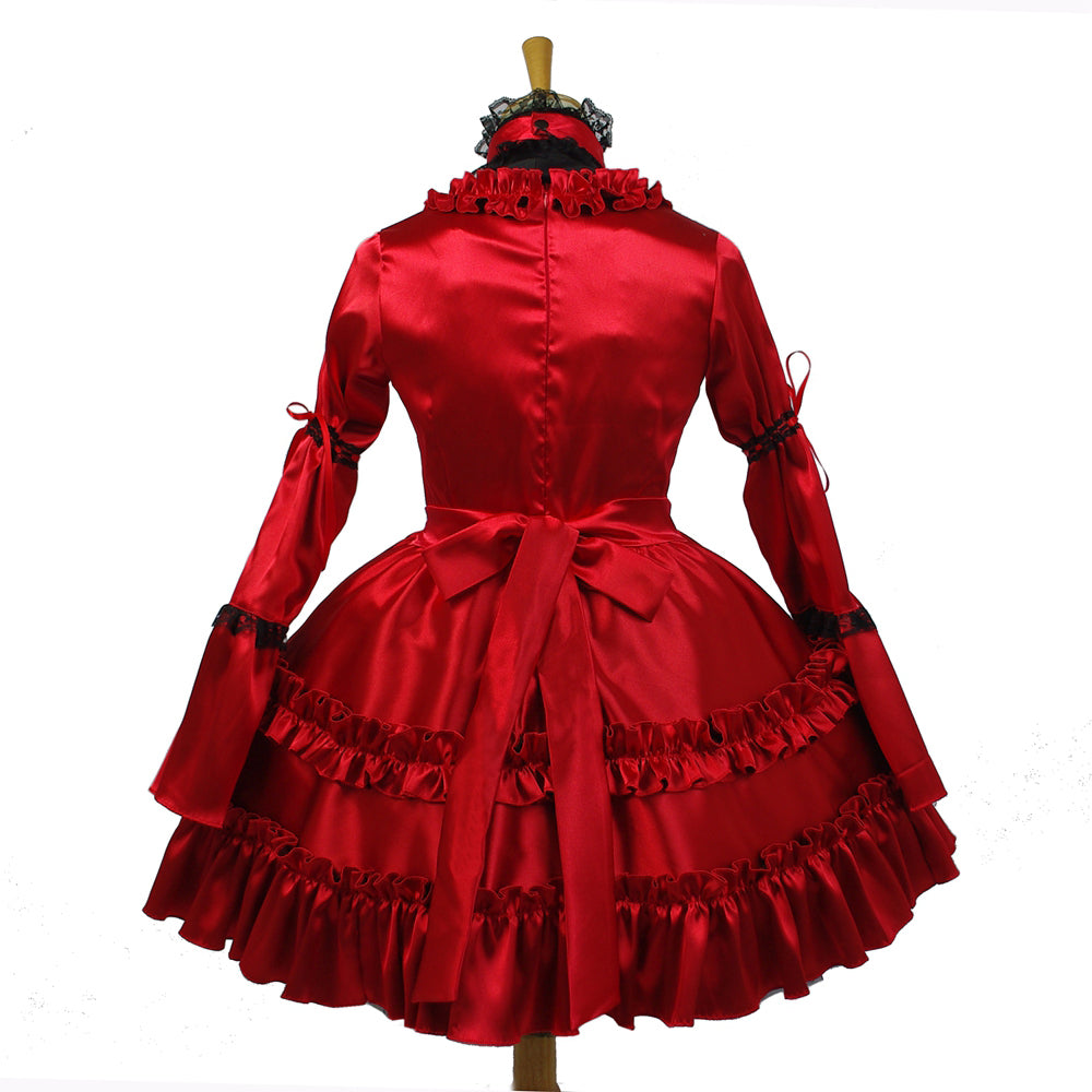 rotes Satinkleid G827
