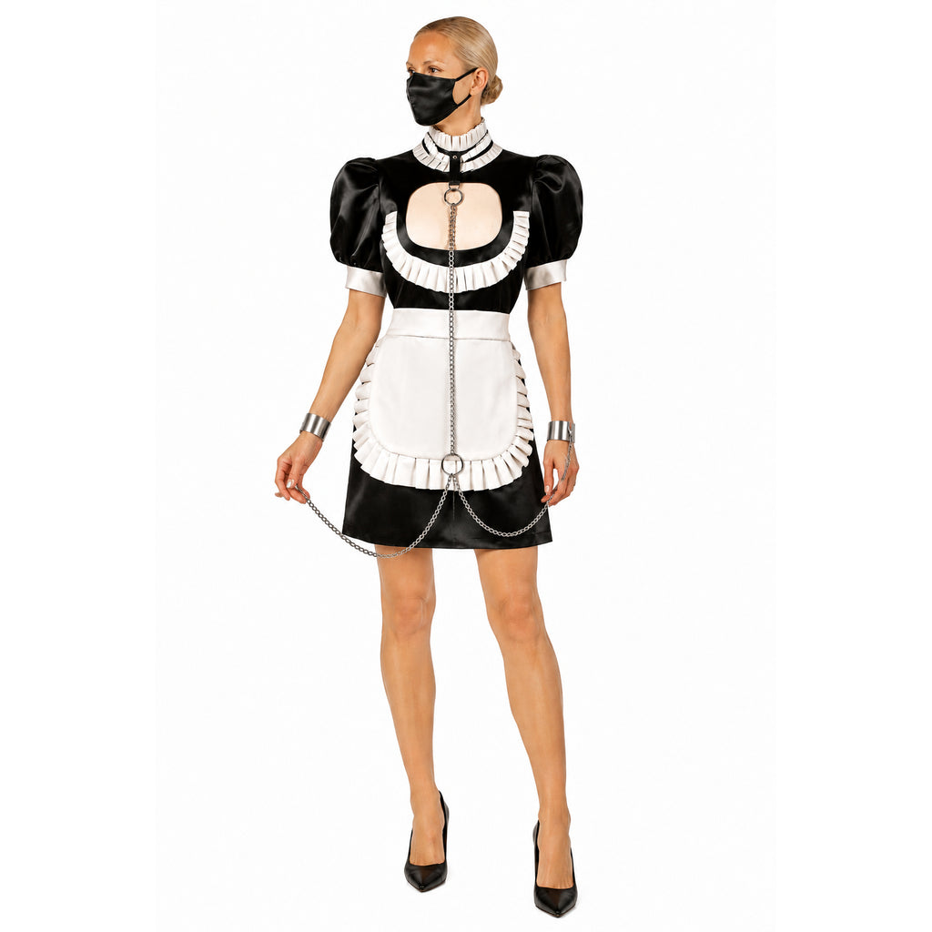 schwarzes Lederkleid G829