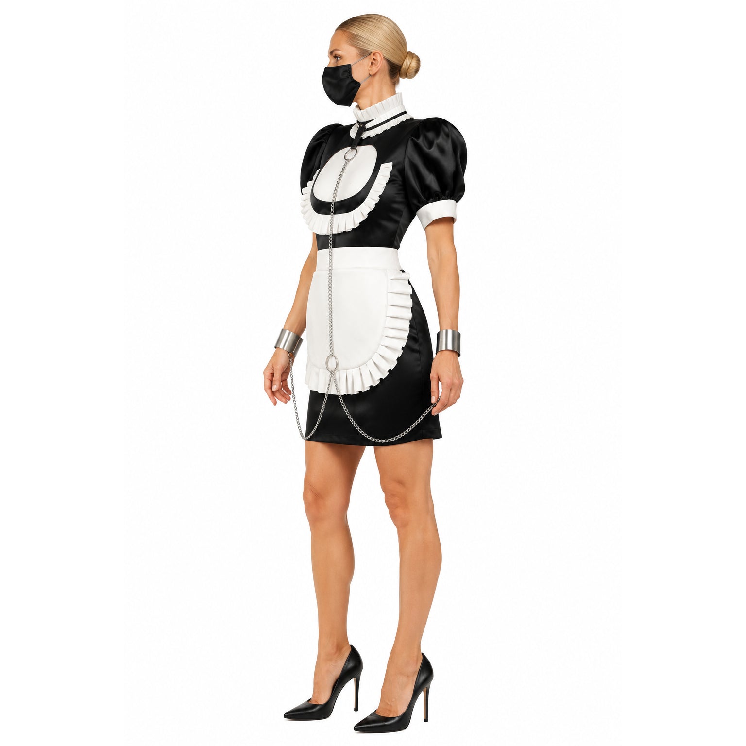 schwarzes Lederkleid G829