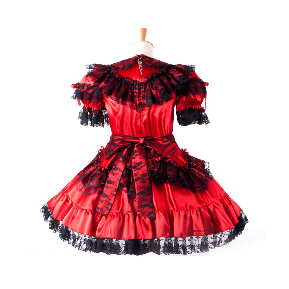 rotes Satinkleid G833