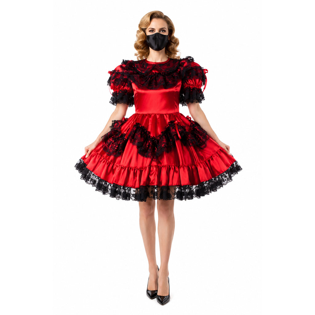 rotes Satinkleid G833