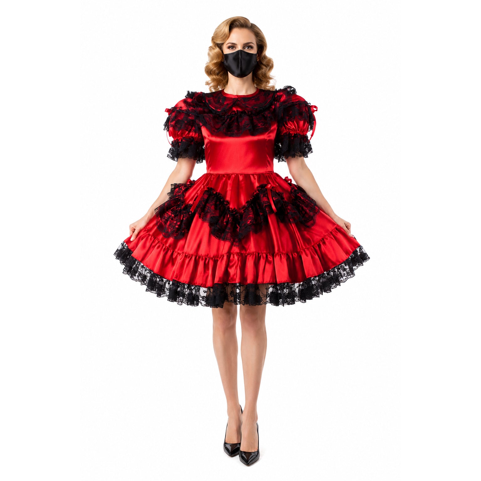 rotes Satinkleid G833