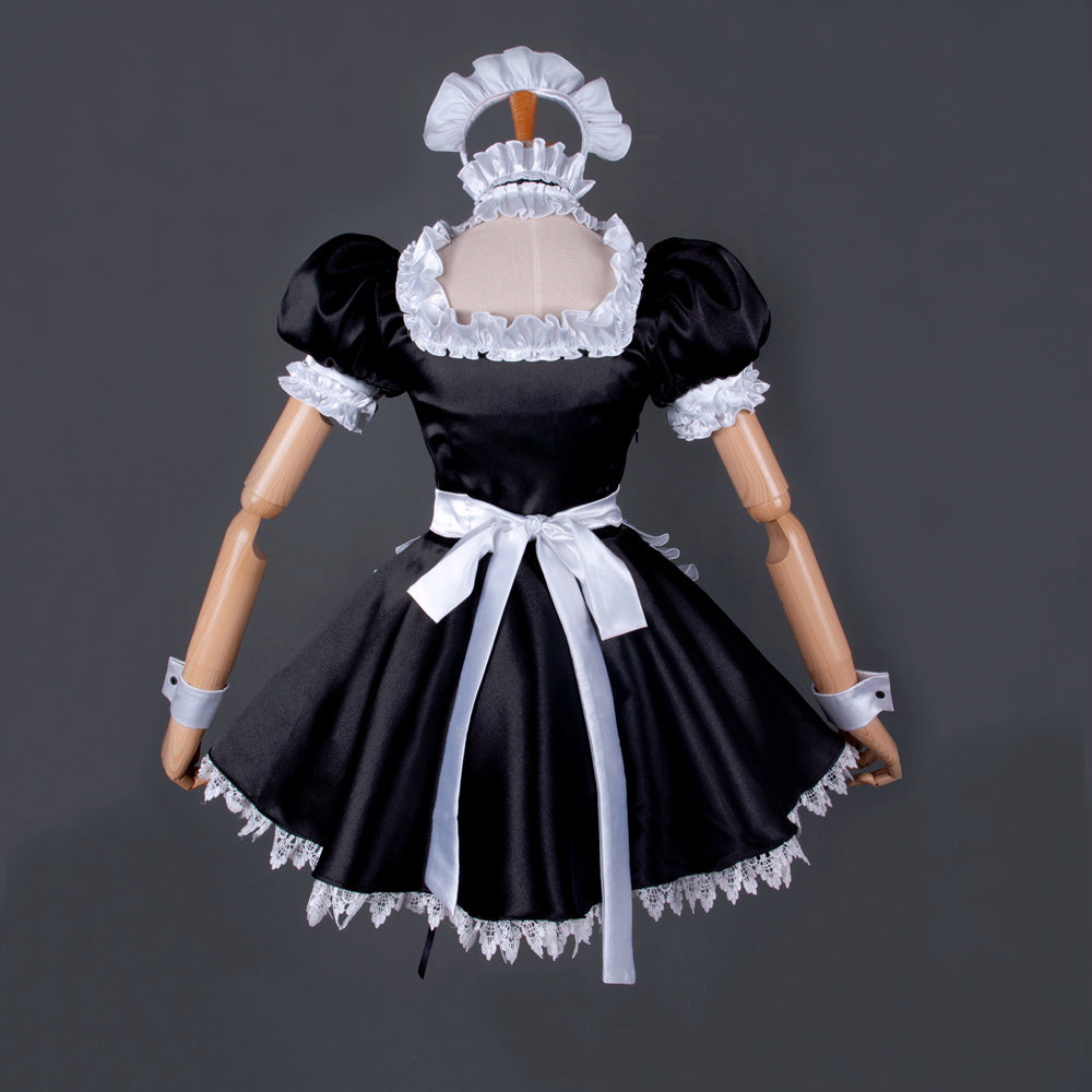 schwarzes Satinkleid G849