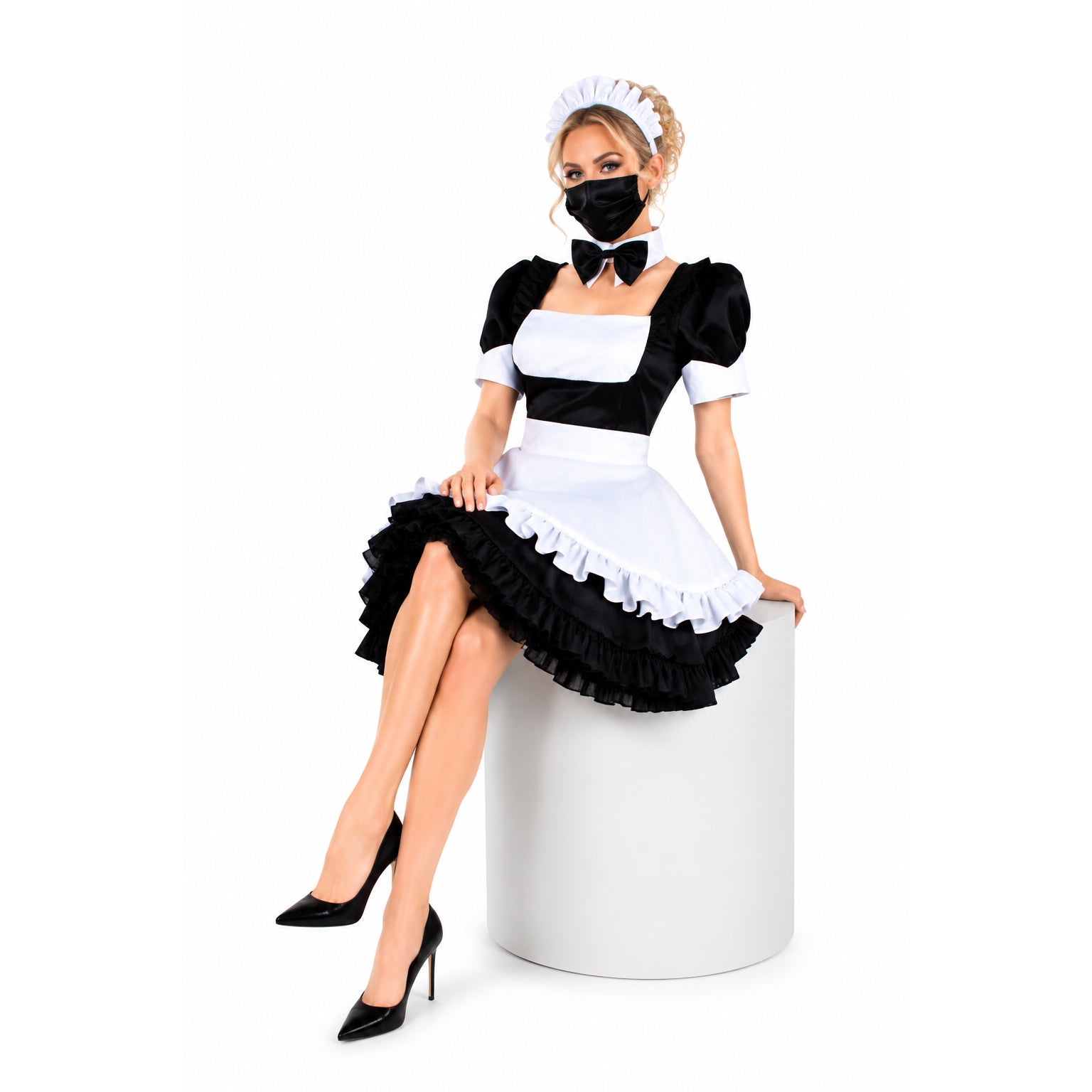schwarzes Baumwollkleid G861