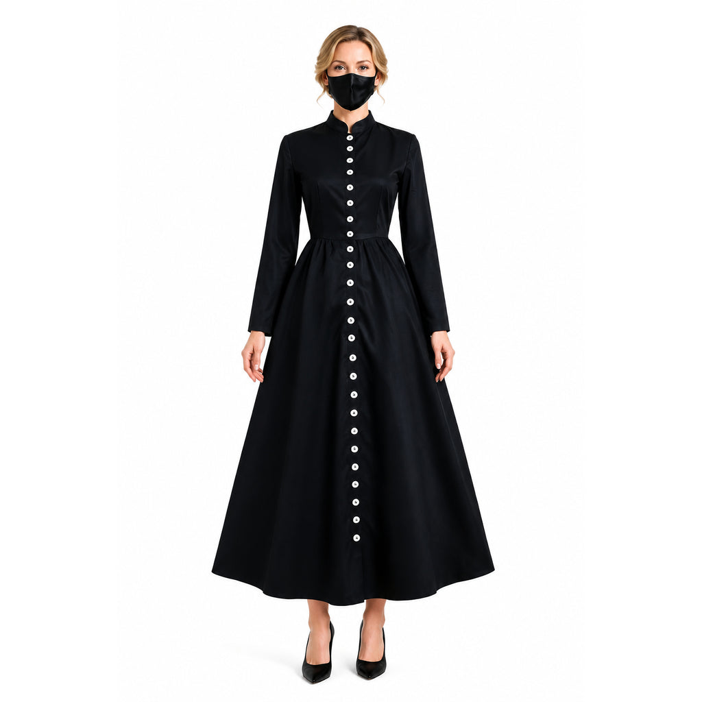 schwarzes Baumwollkleid G882