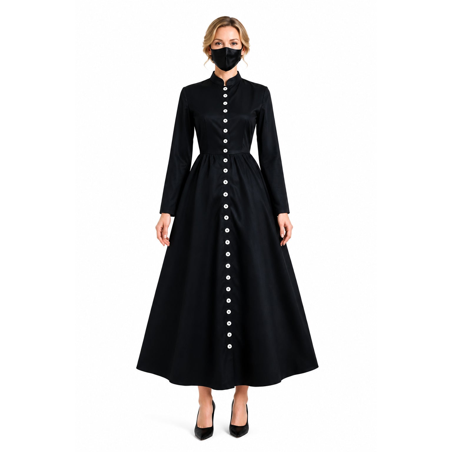 schwarzes Baumwollkleid G882