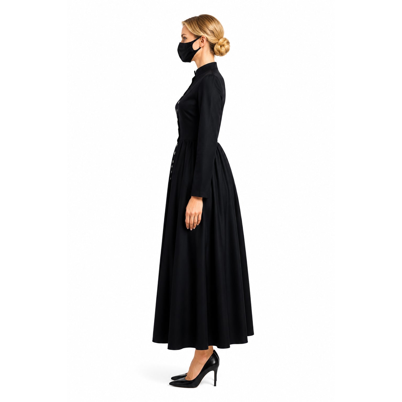 schwarzes Baumwollkleid G882