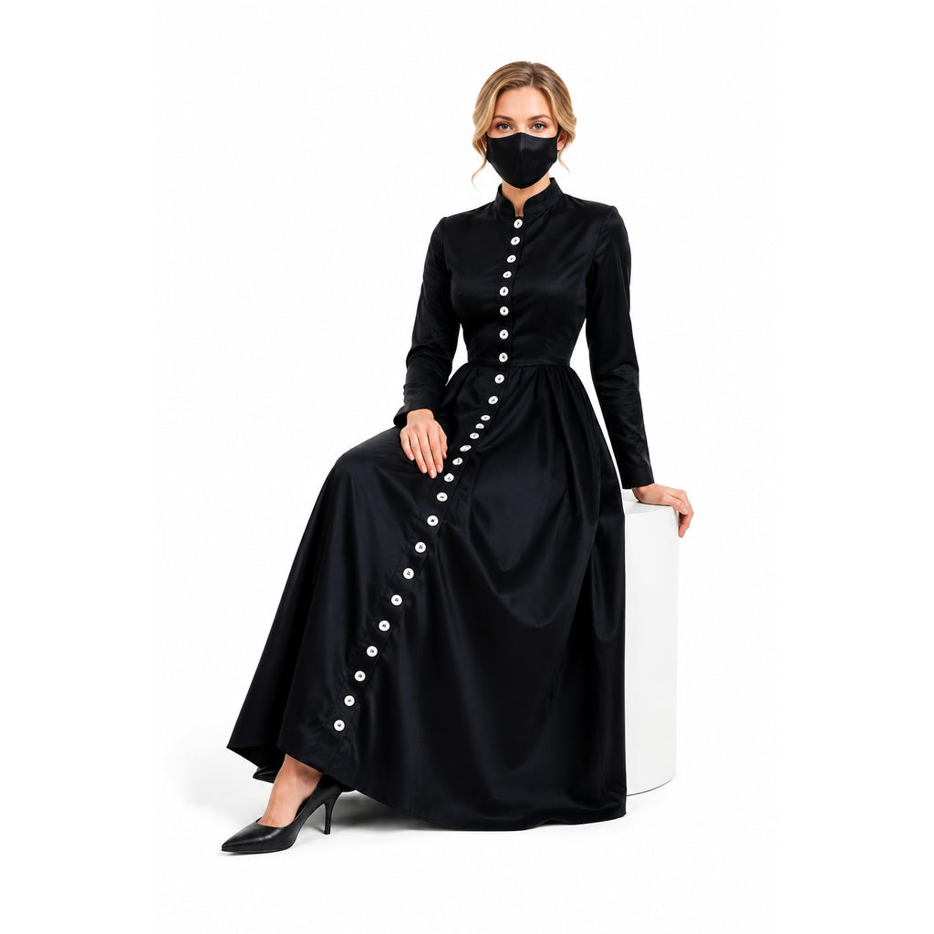 schwarzes Baumwollkleid G882
