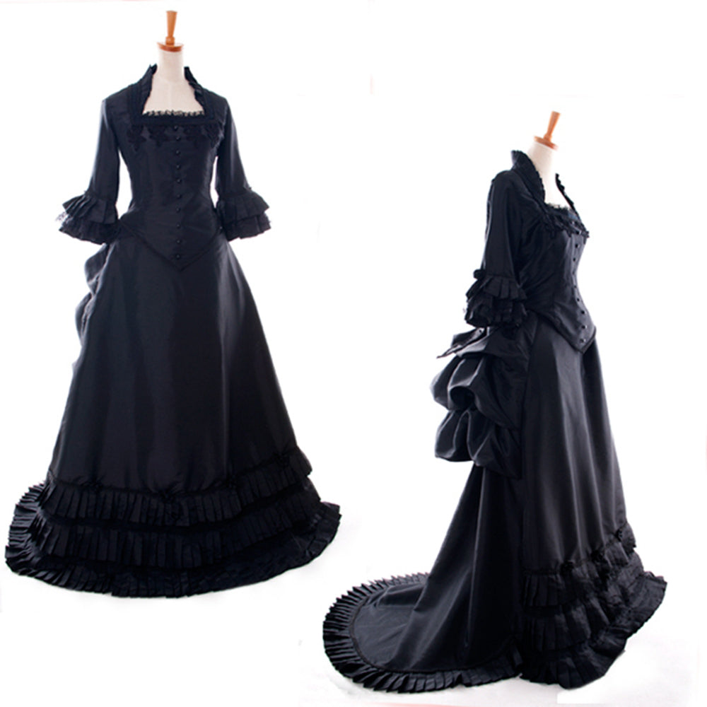 schwarzes Taftkleid G909