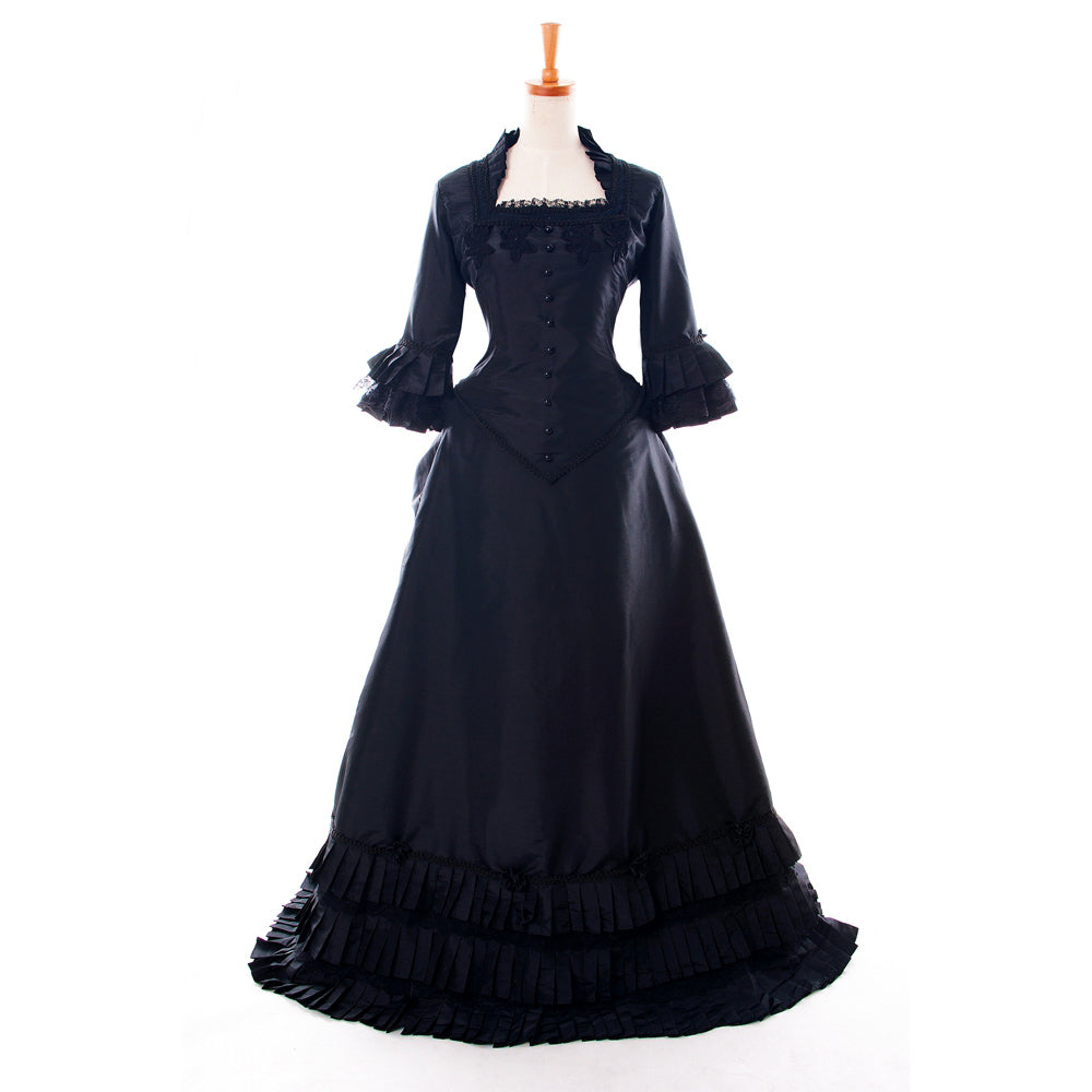 schwarzes Taftkleid G909