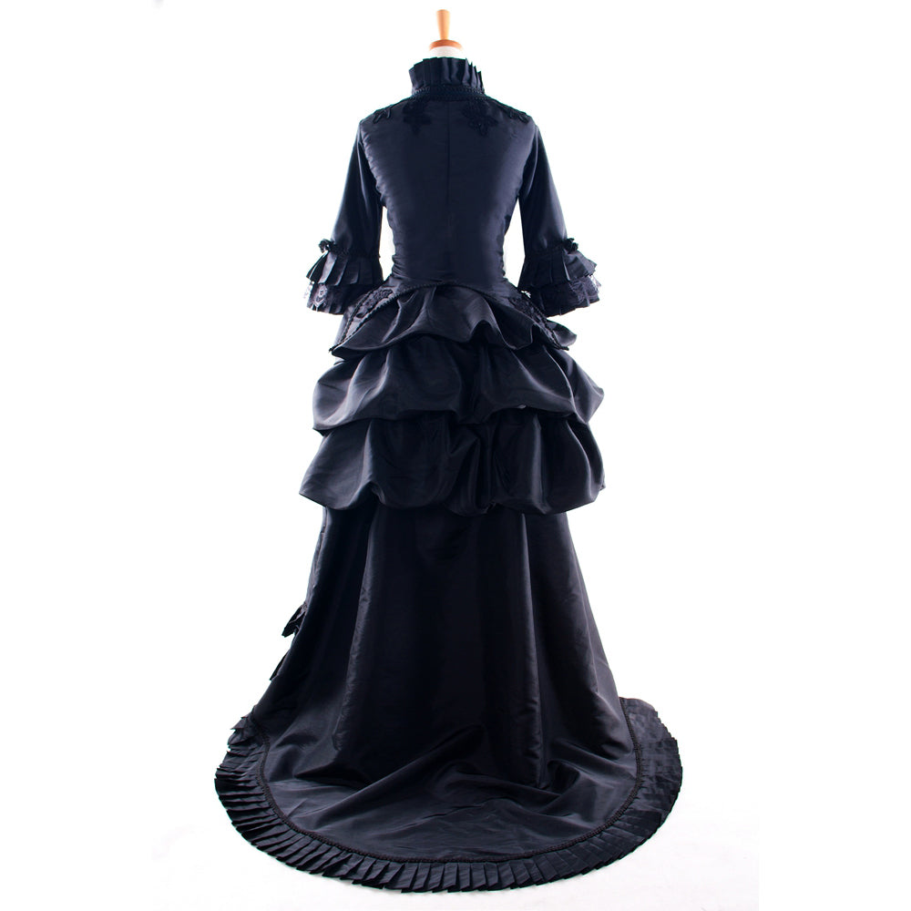 schwarzes Taftkleid G909