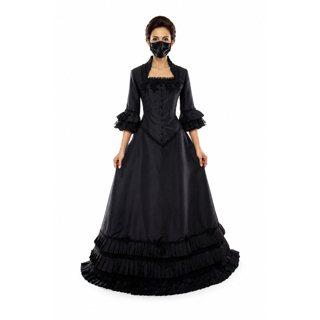 schwarzes Taftkleid G909