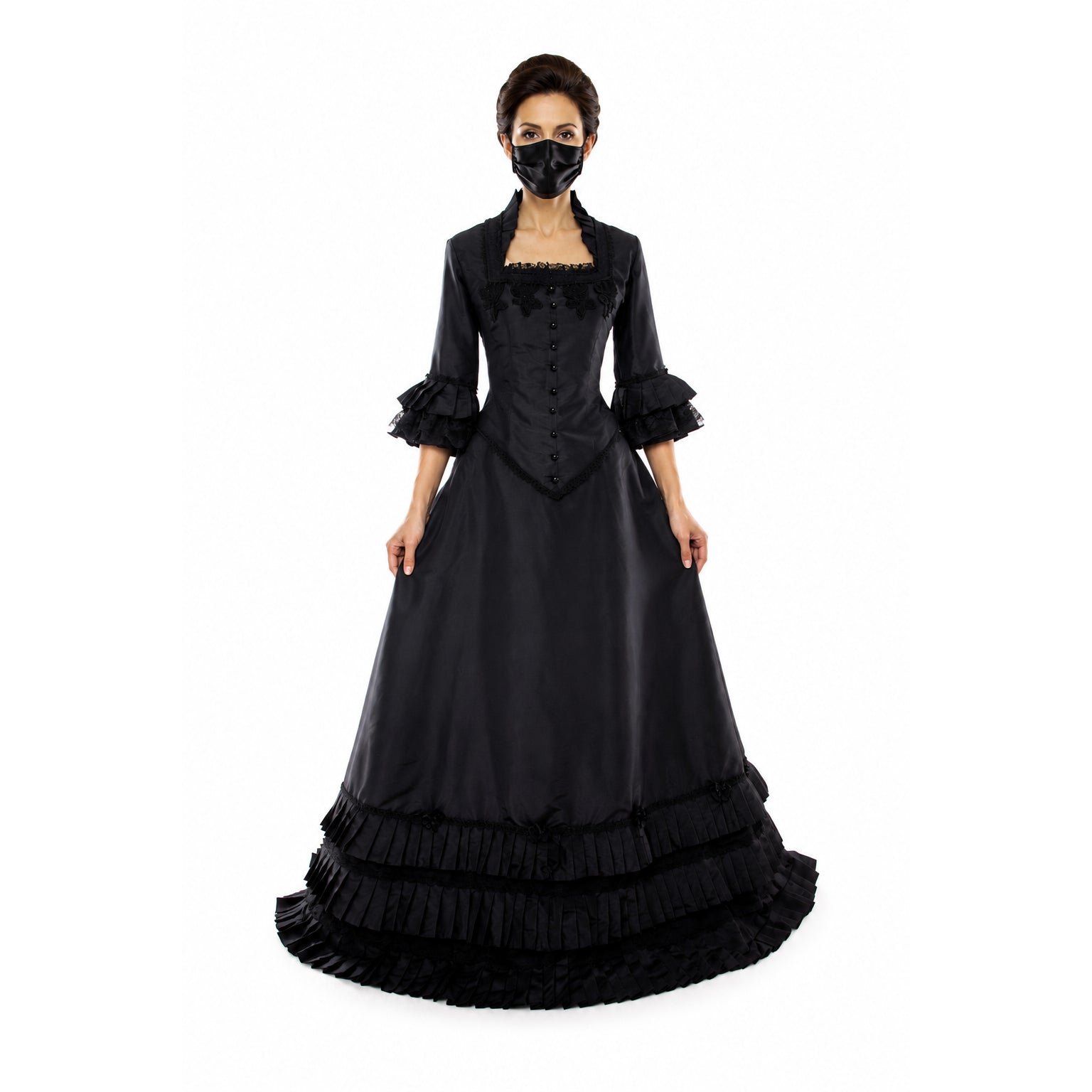 schwarzes Taftkleid G909