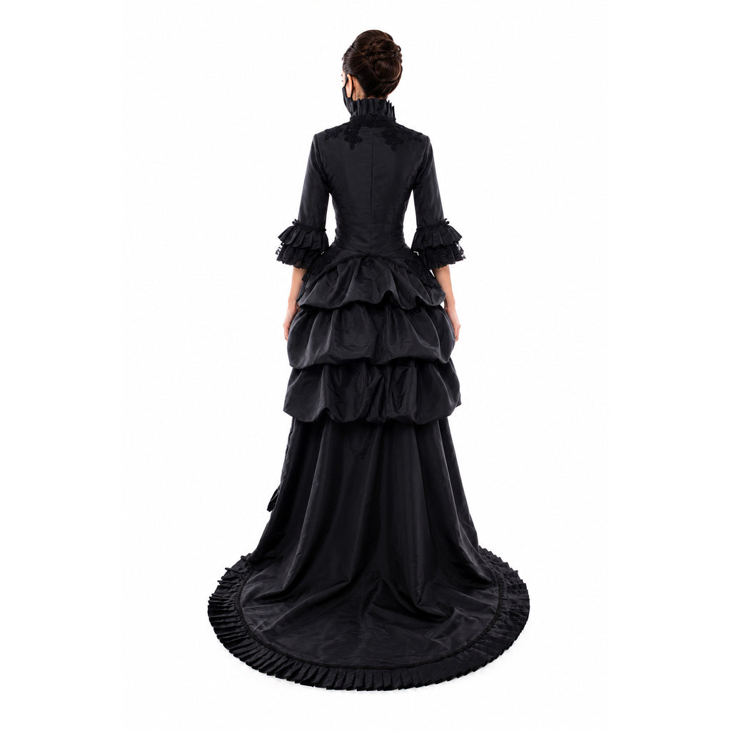 schwarzes Taftkleid G909