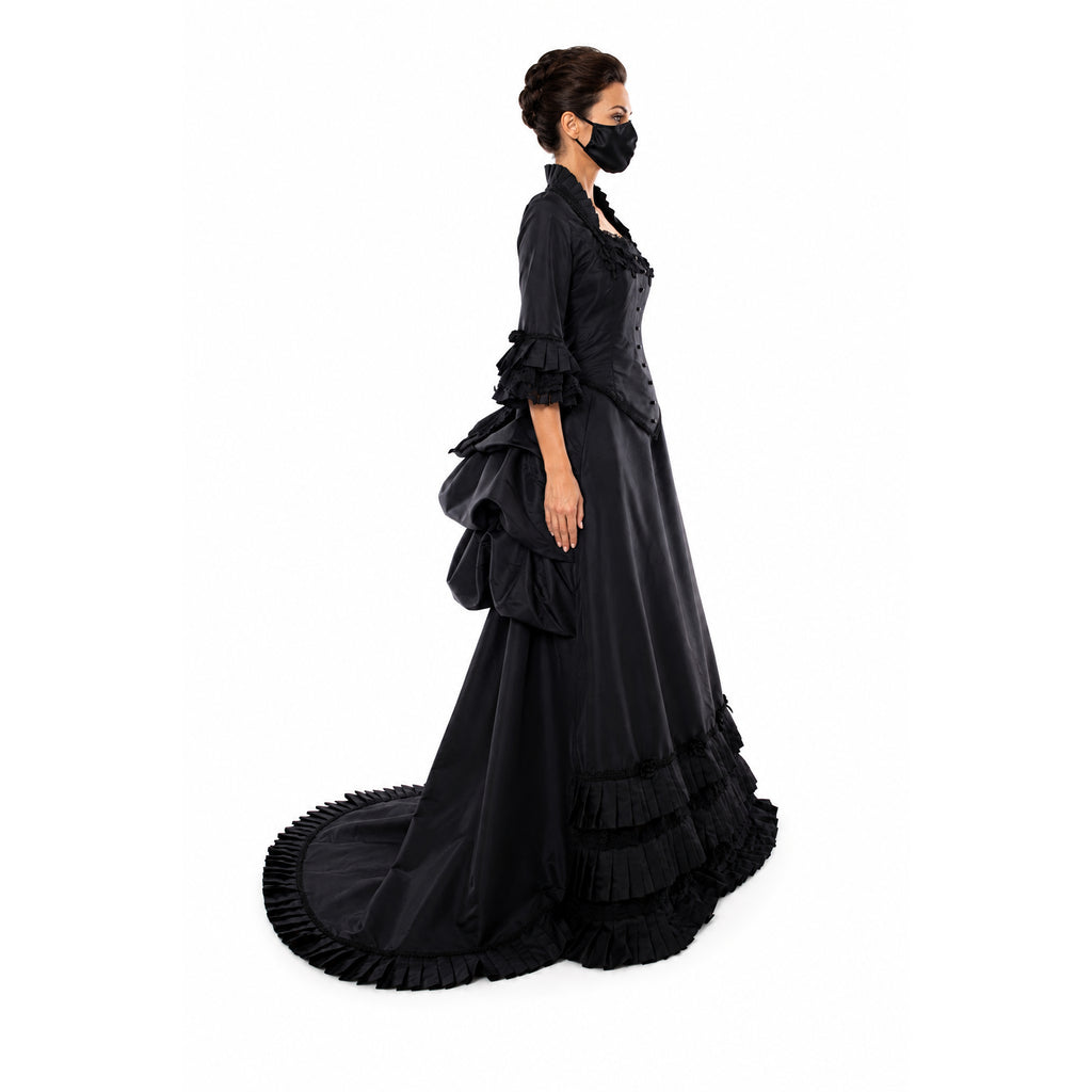 schwarzes Taftkleid G909