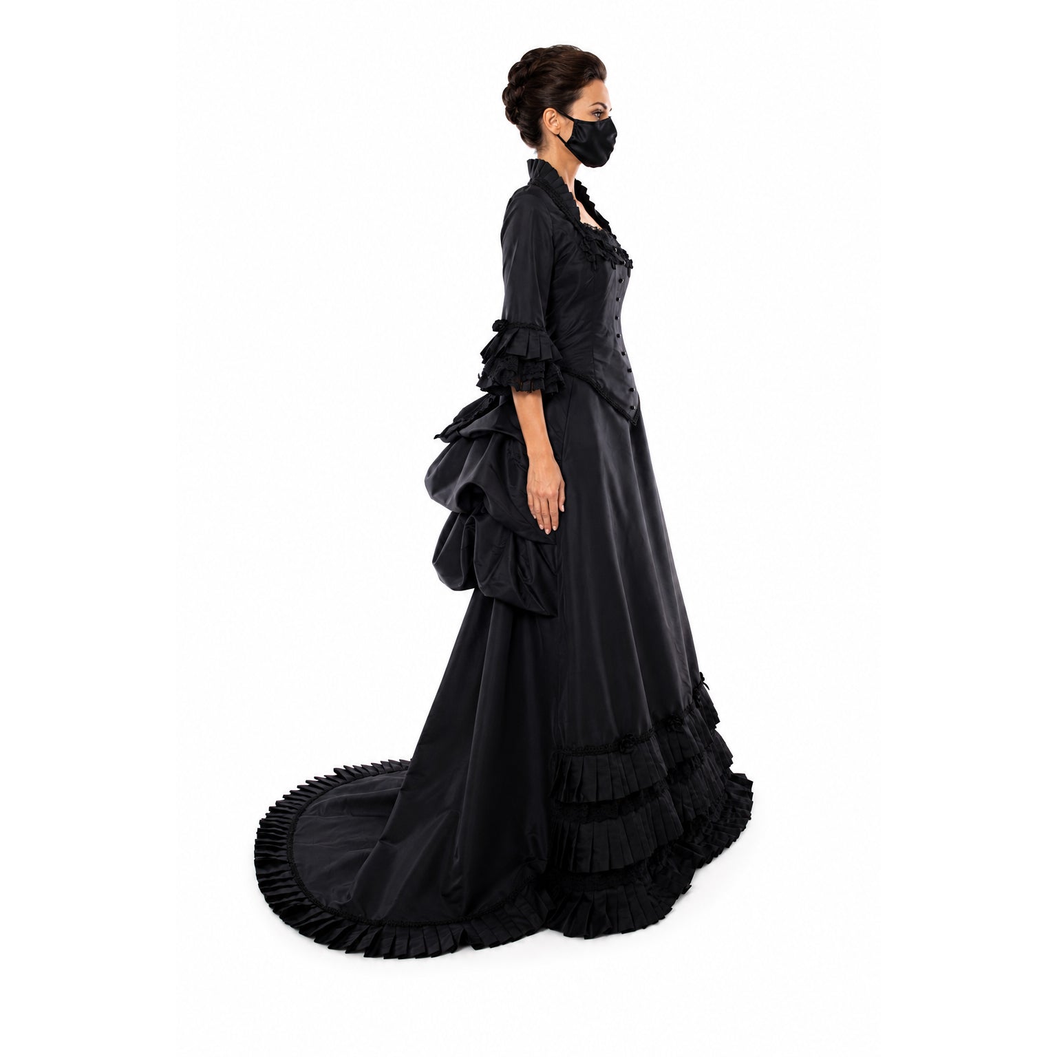 schwarzes Taftkleid G909