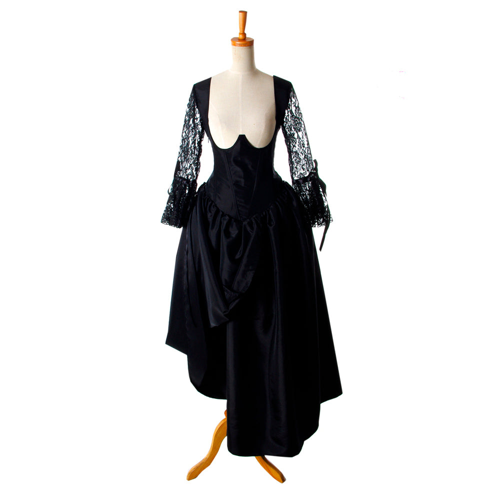 Black Gothic Corset Dress with Lace Sleeves G920