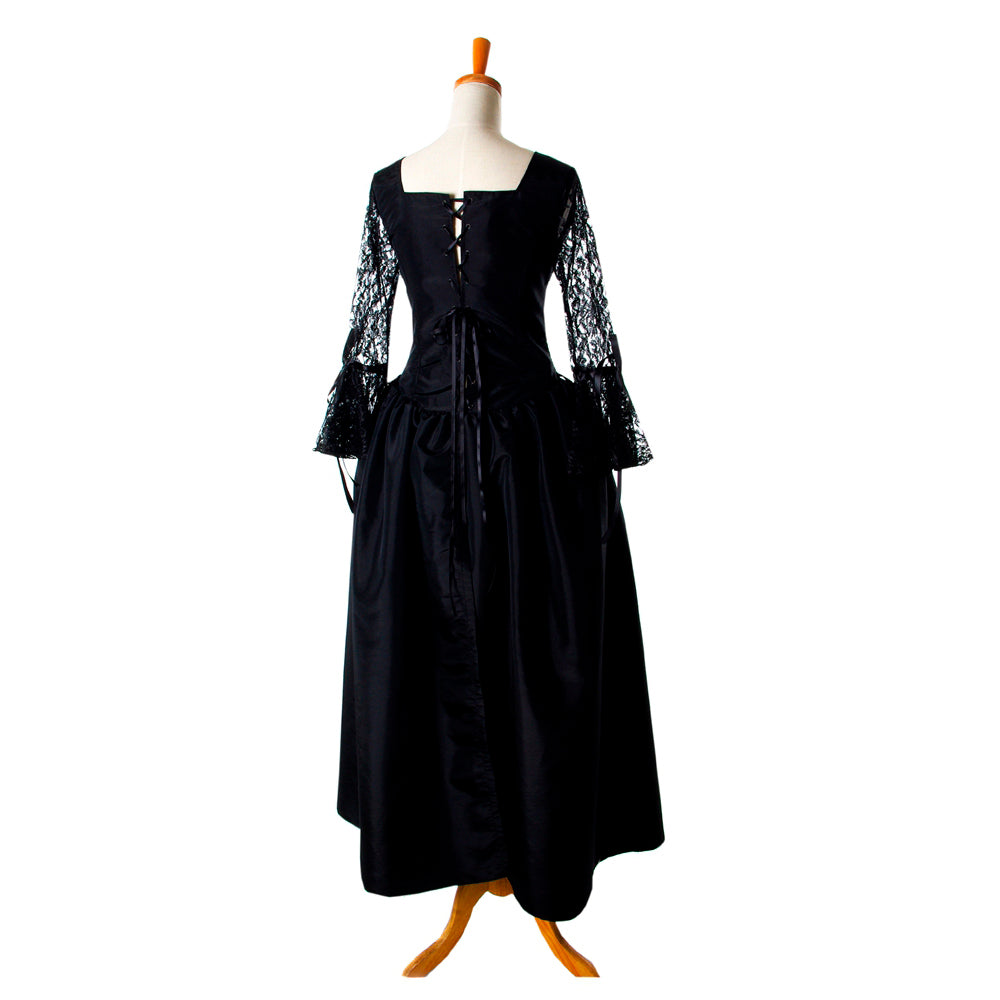 Black Gothic Corset Dress with Lace Sleeves G920